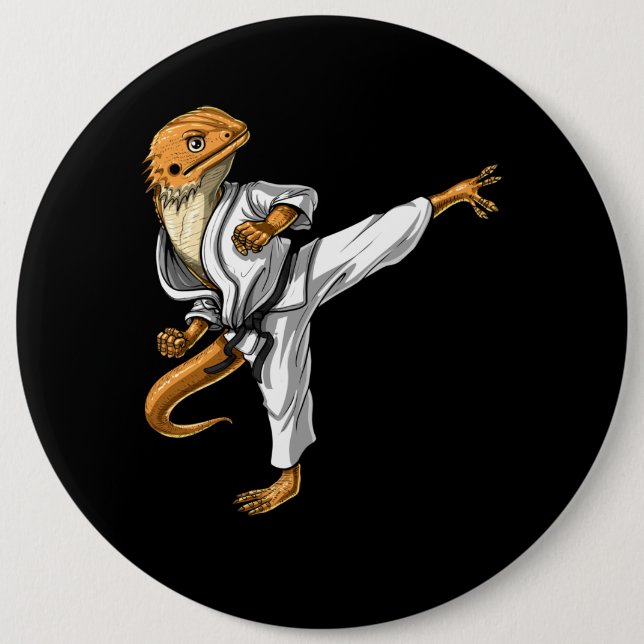 Badge Rond 15,2 Cm Karaté de Bearded Dragon (Devant)