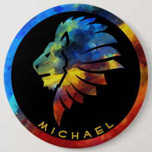 Badge Rond 15,2 Cm King of the jungle watercolor name monogram