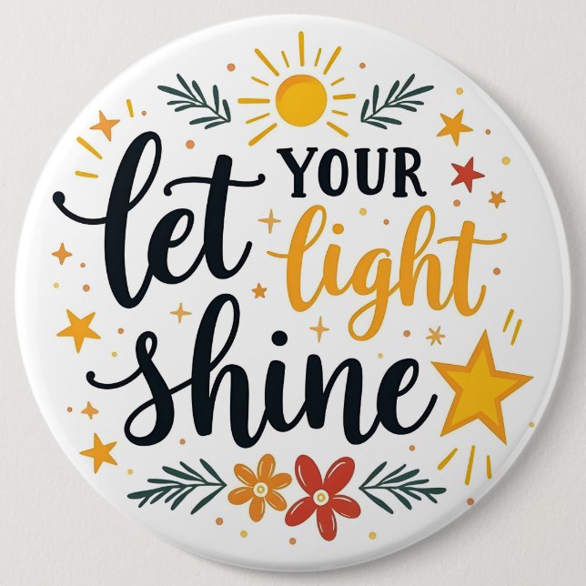 Badge Rond 15,2 Cm Laisser Briller Votre Lumière - Bible Verse Citati (Devant)