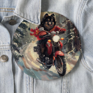 Badge Rond 15,2 Cm Lapphund finnois à moto Noël