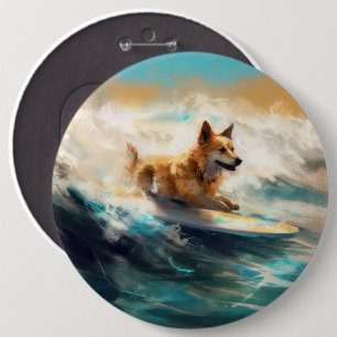 Badge Rond 15,2 Cm Lapphund Plage Finlandaise Plage Surf Peinture