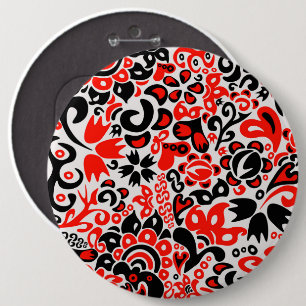 Badge Rond 15,2 Cm L'art populaire ukrainien motif floral abstact