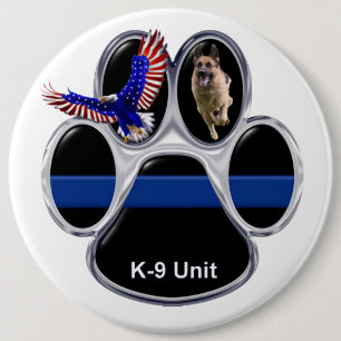 Badge Rond 15,2 Cm Le berger allemand Blue Line mince se boutonnent