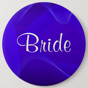 Badge Rond 15,2 Cm Le bleu ondule la jeune mariée