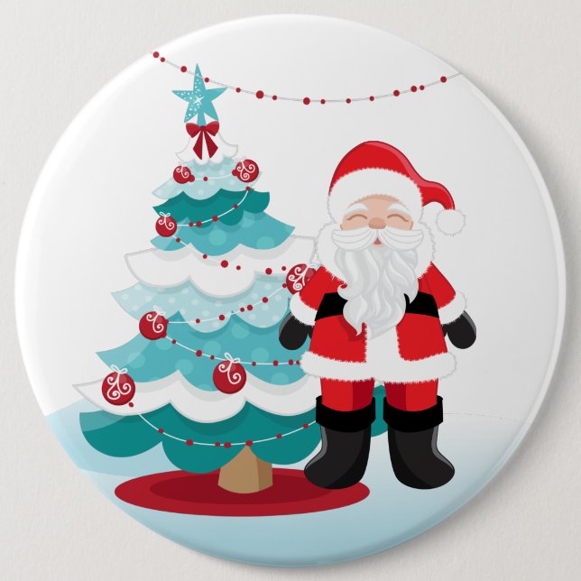 Badge Rond 15,2 Cm Le Père Noël Grand (Devant)