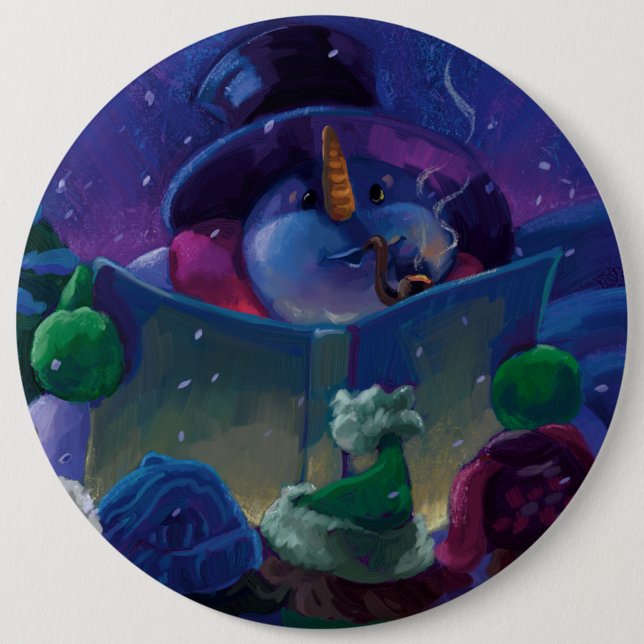 Badge Rond 15,2 Cm Lecture hivernale (Devant)