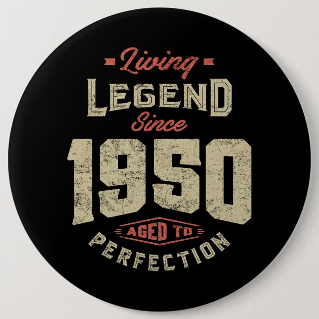 Badge Rond 15,2 Cm Légende depuis 1950 Cadeau Anniversaire (Devant)