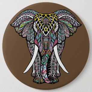 Badge Rond 15,2 Cm L'éléphant coloré
