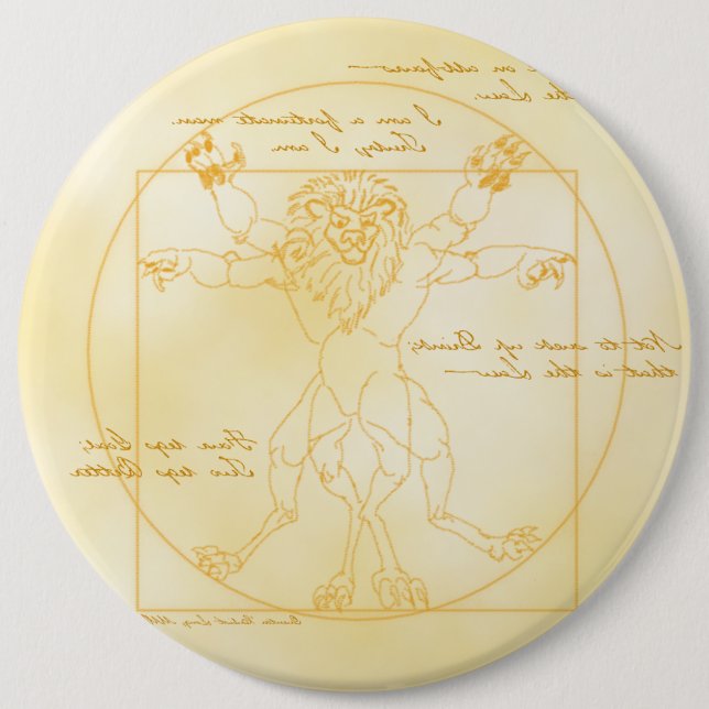 Badge Rond 15,2 Cm LEOMORPHIC DA VINCI 6" bouton (Devant)