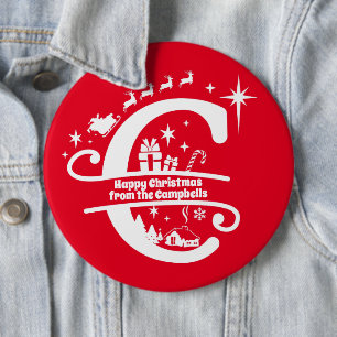 Badge Rond 15,2 Cm Lettre C Monogramme Nom de famille initial Salutat
