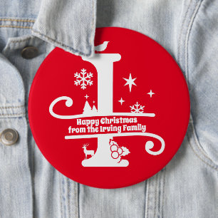 Badge Rond 15,2 Cm Lettre I Monogramme Nom de famille initial Salutat