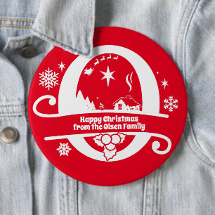 Badge Rond 15,2 Cm Lettre O Monogramme Nom de famille initial Salutat