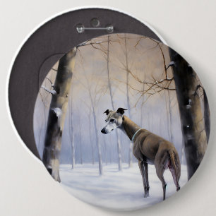 Badge Rond 15,2 Cm Lévrier Italien Qu'il neige Noël
