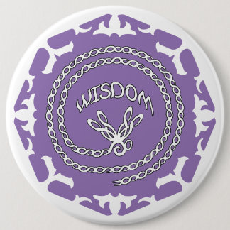 Badge Rond 15,2 Cm Libellule Couronne Violette Chakra "Sagesse" Fond