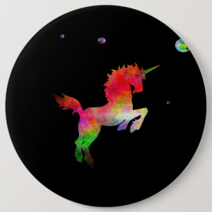 Badge Rond 15,2 Cm Licorne Multi-hued d'espace lointain