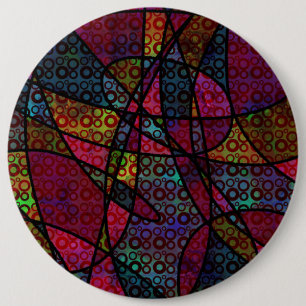 Badge Rond 15,2 Cm Lignes noires grasses et textures abstraites multi