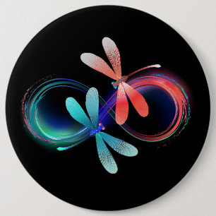 Badge Rond 15,2 Cm L'infini avec des libellules lumineuses