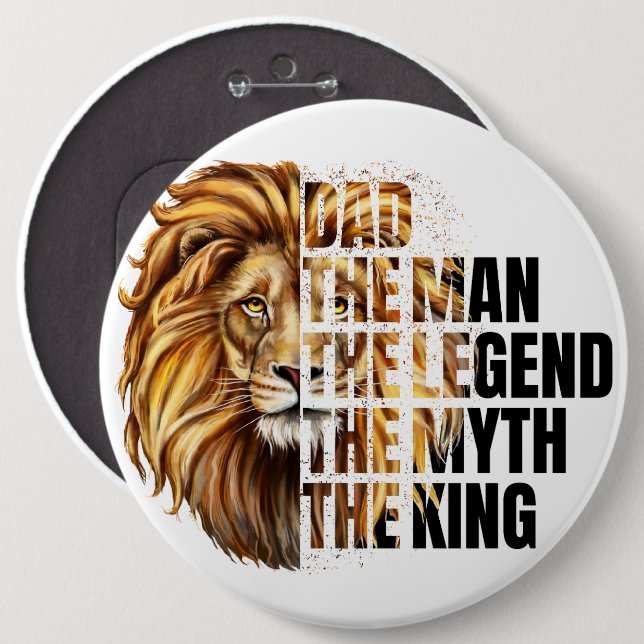 Badge Rond 15,2 Cm Lion fête des pères (Devant & derrière)