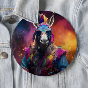 Badge Rond 15,2 Cm Lunettes bleues Funky Donkey