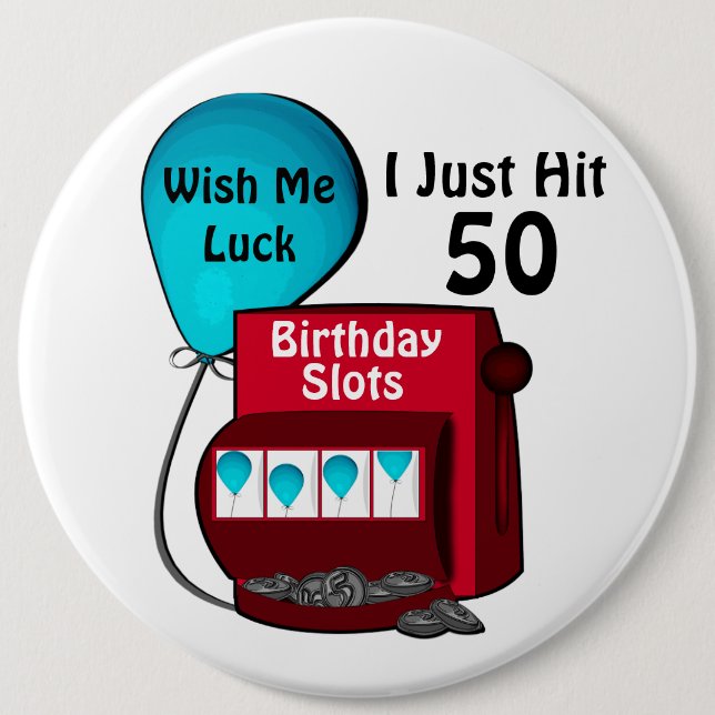 Badge Rond 15,2 Cm Machine à sous 50e anniversaire (Devant)