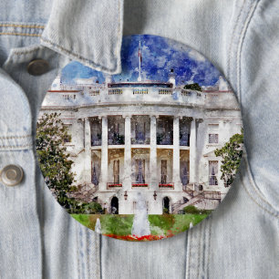 Badge Rond 15,2 Cm Maison Blanche à Washington DC en aquarelle