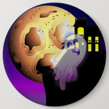 Maison hantée, lune et fantôme