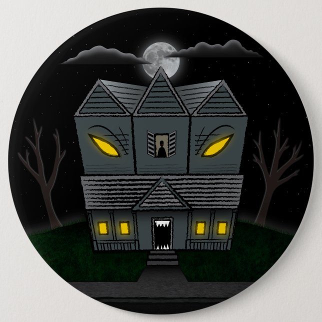 Badge Rond 15,2 Cm Maison monstre hantée (Devant)