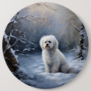 Badge Rond 15,2 Cm Maltais Laisser Neige Noël