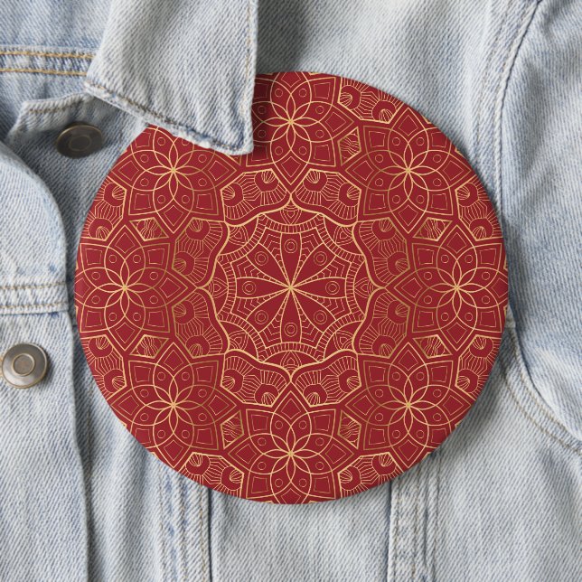 Badge Rond 15,2 Cm Mandala 6 de luxe (En situation)