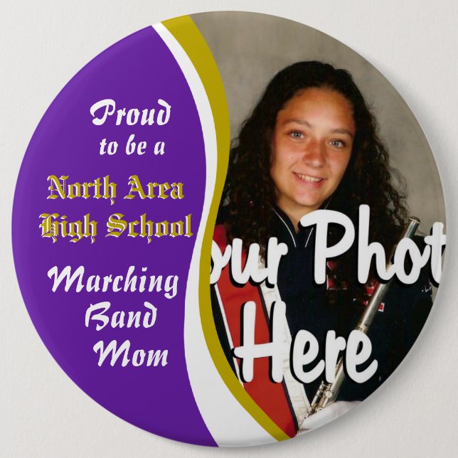 Badge Rond 15,2 Cm Marching Band Maman (Devant)