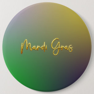 Badge Rond 15,2 Cm Mardi Gras Jaune, Violet, Vert