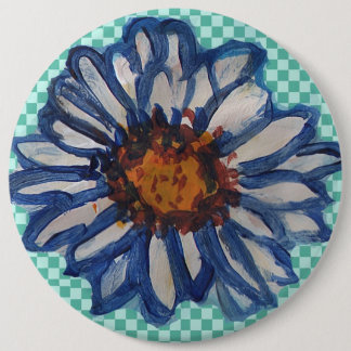 Badge Rond 15,2 Cm Marguerites peintes, sur l'arrière - plan
