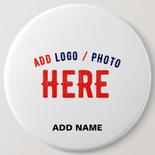 BADGE ROND 15,2 CM MARQUE BLANCHE MODERNE ET PERSONNALISABLE VÉRIFIÉE