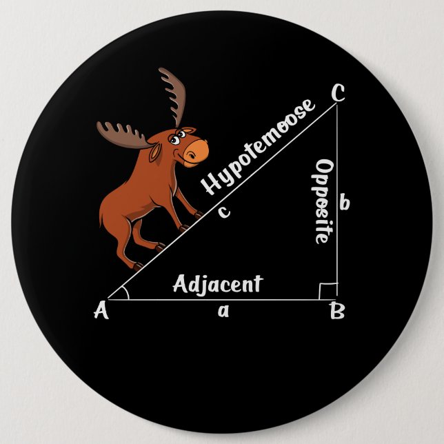 Badge Rond 15,2 Cm Math drôle Hypoténoose Géométrie Moose Moose Plais (Devant)