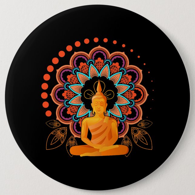 Badge Rond 15,2 Cm Méditation spirituelle Bouddha (Devant)