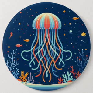 Badge Rond 15,2 Cm méduse marine/plage/côtière