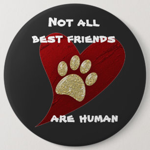 Badge Rond 15,2 Cm Meilleur Empreinte de patte d'or du Red Heart