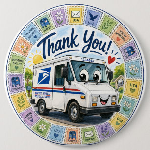 Badge Rond 15,2 Cm Merci aux travailleurs postaux