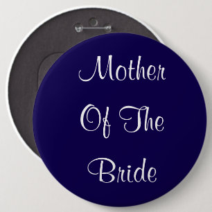 Badge Rond 15,2 Cm Mère De La Mariée Mariage Bleu Simple Cadeau