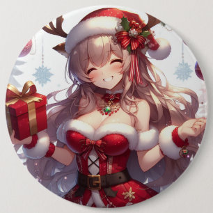 Badge Rond 15,2 Cm mignonne fille de Noël anime