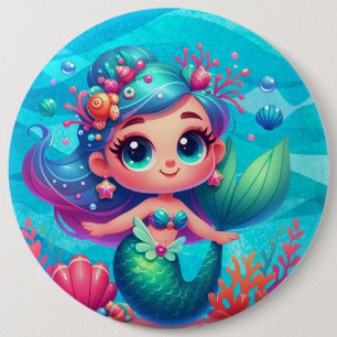 Badge Rond 15,2 Cm Mignonne sirène sous-marine
