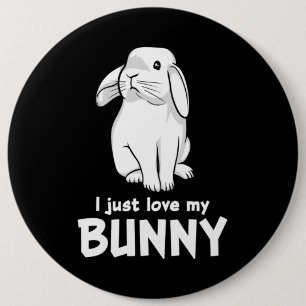 Badge Rond 15,2 Cm Mignons Lapins J'Aime Mon Lapin