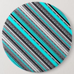 Badge Rond 15,2 Cm Mignons motifs aztèques gris aqua