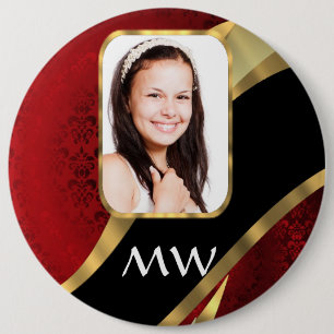 Badge Rond 15,2 Cm Modèle photo damassé rouge