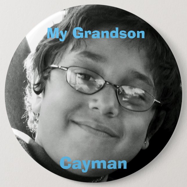 Badge Rond 15,2 Cm Mon petit-fils, caïman (Devant)