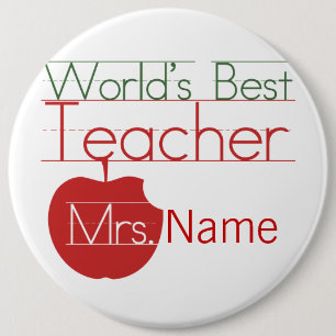 Badge Rond 15,2 Cm Mondes personnalisés meilleur enseignant