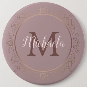Badge Rond 15,2 Cm Monogramme personnalisé Rose or élégant moderne