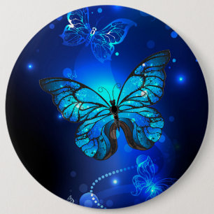 Badge Rond 15,2 Cm Morpho Butterfly in the Dark Background
