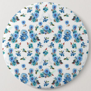 Badge Rond 15,2 Cm Motif à coulisse bleu aquarelle de maïs