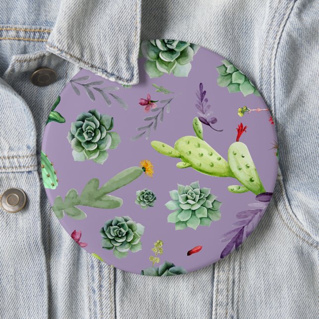 Badge Rond 15,2 Cm Motif Cactus 7 (En situation)